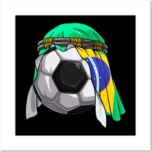 Brazil Soccer 2022 Arab Keffiyeh for Brazil Football Fans Posters and Art